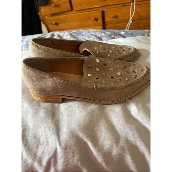 Mi.im Women’s Taupe Leather Almond Toe Studded Detail Slip-On Loafers Size 8 - Picture 11 of 12